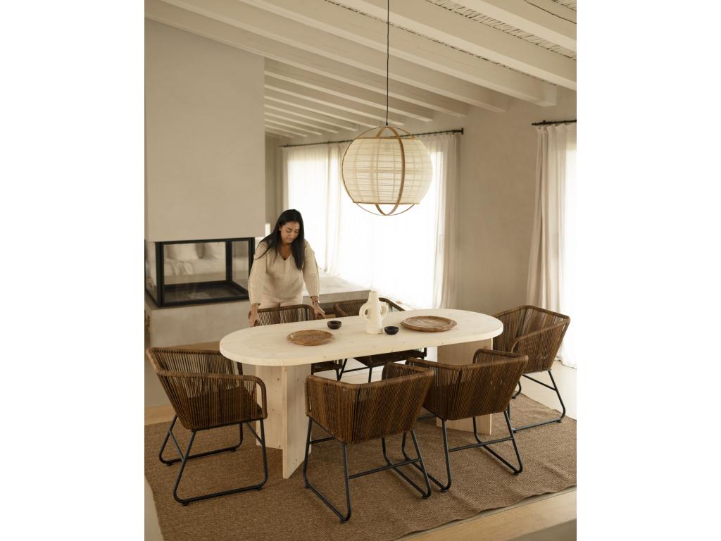 Tavolo da pranzo in legno di pino beige, 200 x 75 cm