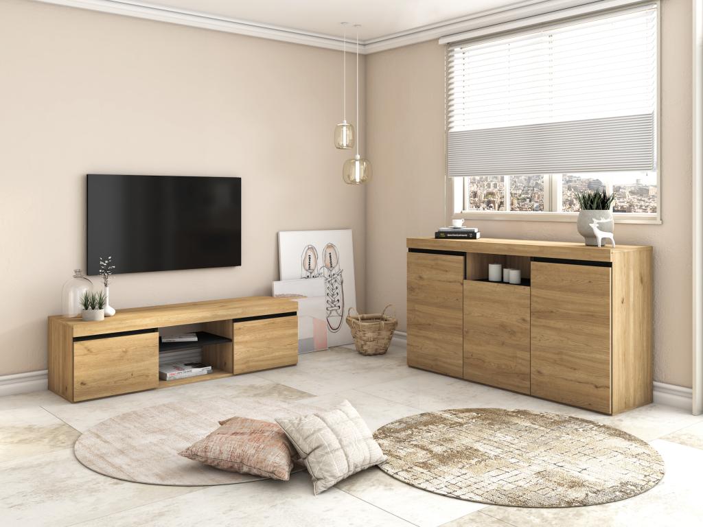 Credenza in legno di rovere naturale