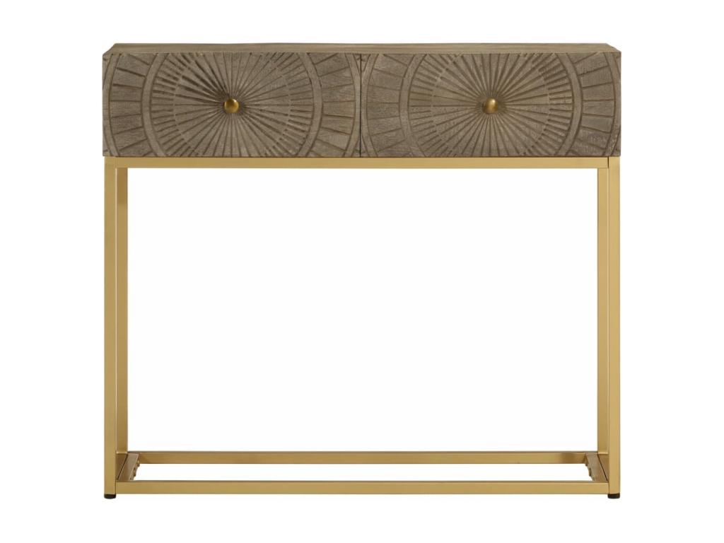 Tavolo in legno massello naturale, 90 x 30 x 76 cm