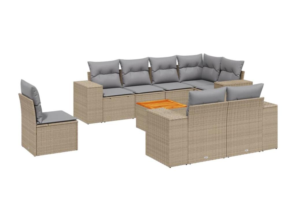 Set di mobili da esterno in vimini intrecciato in resina beige - dlz1766568289073