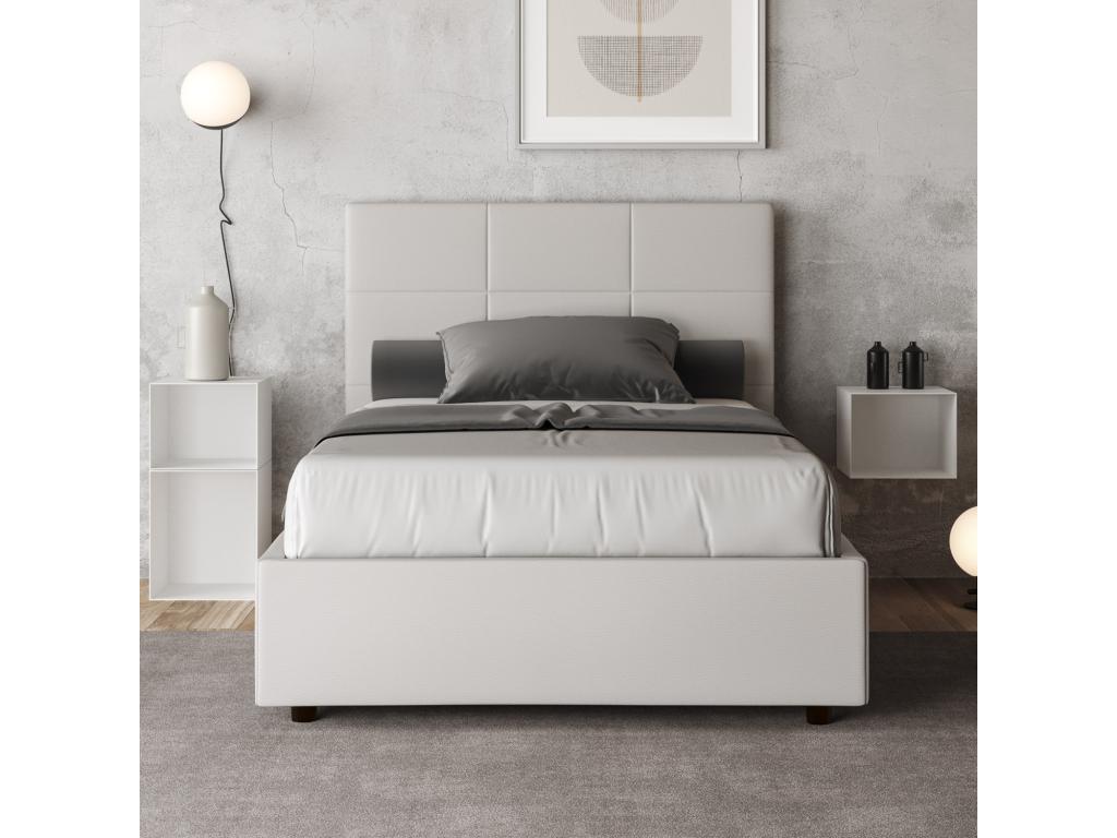 Letto in similpelle bianca, 120 x 210 cm