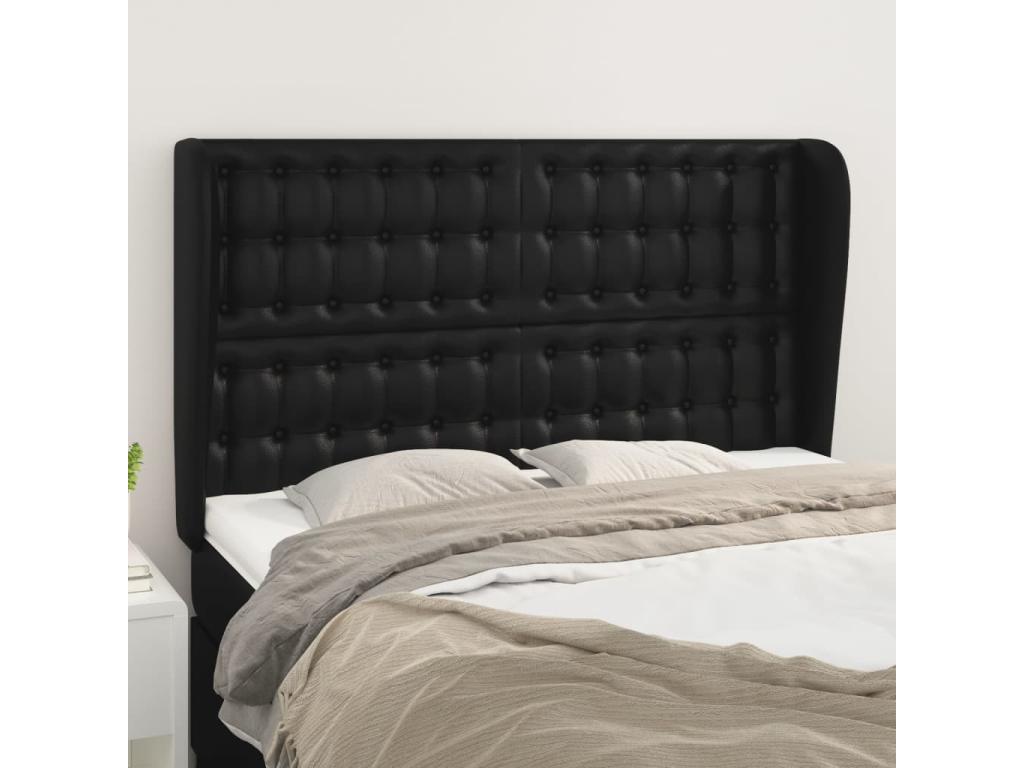 Letto in similpelle nera, 147 x 23 x 118 cm
