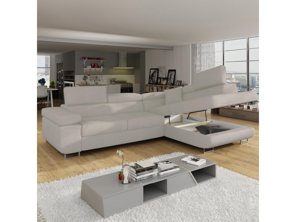 Divano letto in tessuto beige