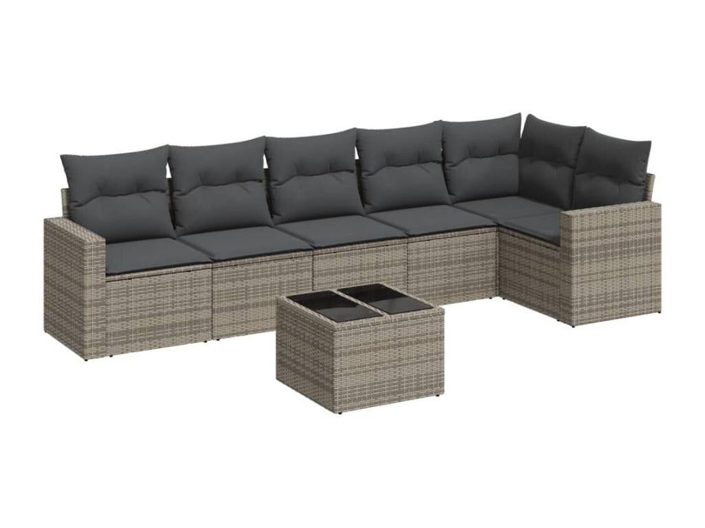 Set di mobili da esterno in vimini intrecciato in resina grigia - dlz1766567971560