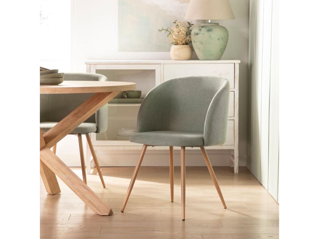 Sedia in tessuto verde, 54 x 82 cm