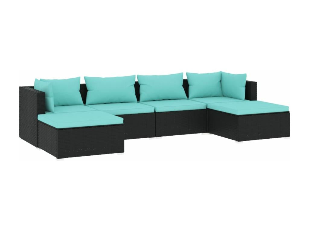 Set di mobili da esterno in vimini intrecciato in resina nera - dlz1766568204410